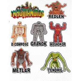 Unbranded Inhumanoids (7) Custom Vinyl Die Cut Stickers Sheet!