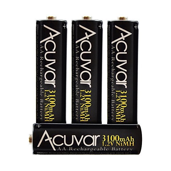 Acuvar 4 High Capacity AA Rechargeable Batteries 3100mAh NiMH