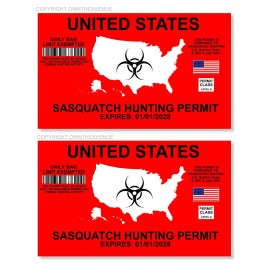 OwnTheAvenue x2 Sasquatch Hunting Permit Funny Window Bumper Decal Sticker Bigfoot 1
