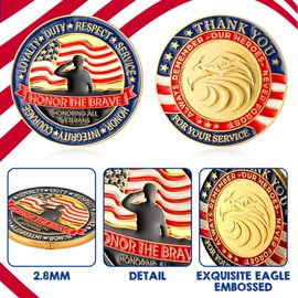 Kigeli 24 Pcs Military Challenge Coins Patriotic Challenge Coins with Protective Box Thank You for Your Service Veterans Gift Appreciation Commemorative Army Military Coins for Veterans Gift