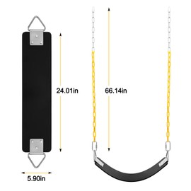 2 Pack Swing Sets, AGPTEK Swing Seat with 66 Inch Anti-Rust Chains Thermoplastic Coated, Support 250lb, Accessories Replacement with Snap Hooks for Outdoors, Playground (Black)