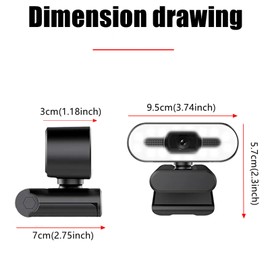 Yanmis Webcam HD 1080p, Live Streaming Web Camera with Microphone, Adjustable Ring Light, PC Desktop or Laptop USB 2.0 Webcam with 120 Degree Wide Angle for Video Calling, Conferencing