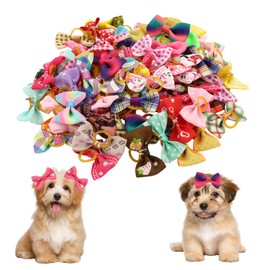 80Pcs Dog Bows, Dog Hair Bow with Rubber Bands, Cute Pet Small Hair Accessories for Dogs