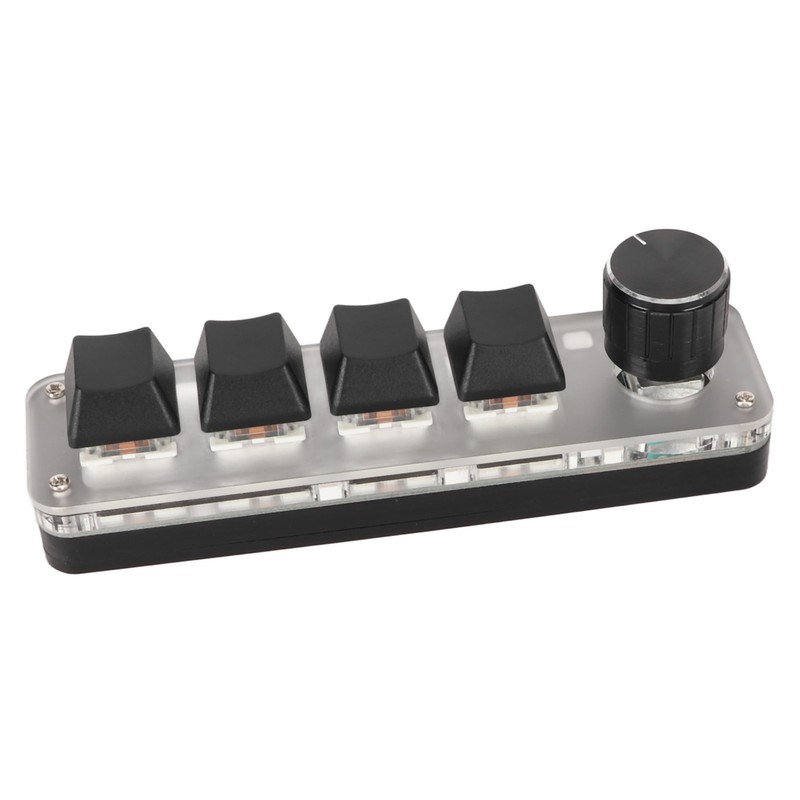 USB Mini 4 Key Keypad with Knob Blue Switch RGB