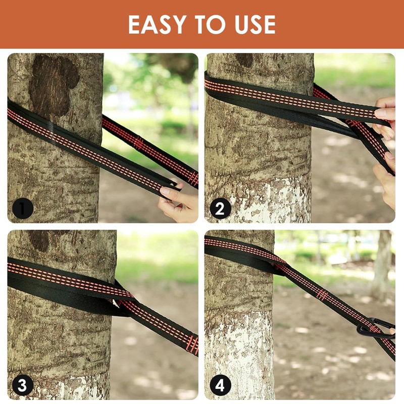 Adjustable Hammock Straps 2 Pack, Tree Swing Straps with 2