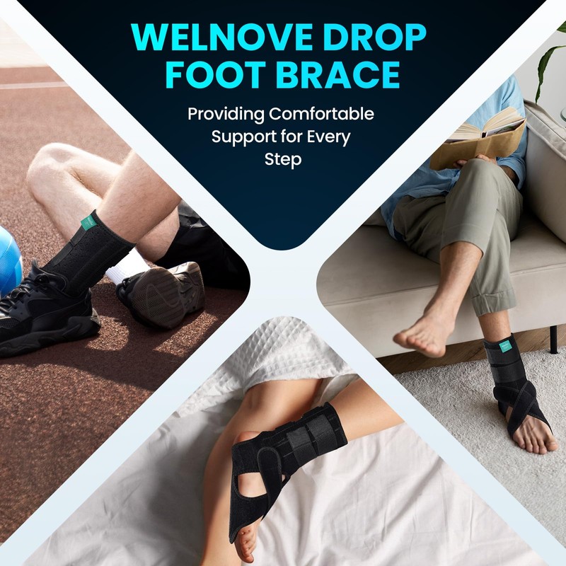 Welnove Upgraded Drop Foot Brace – Adjustable Lightweight AFO Support