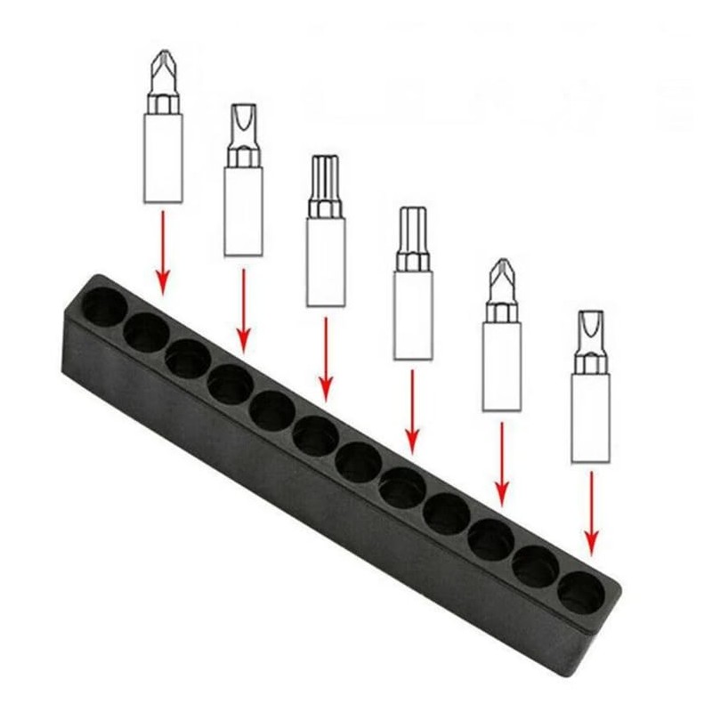 10pcs 12 Holes Screwdriver Bit Holder Drill Head Storage Case