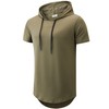 KLIEGOU Men's Hooded T-Shirt 190GSM 100% Cotton Soft Streetwear Longline