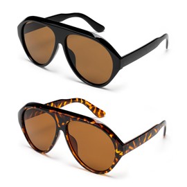 Retro Aviator Sunglasses for Men Women - Trendy 70s Vintage Style,Plastic Frame Sun Glasses
