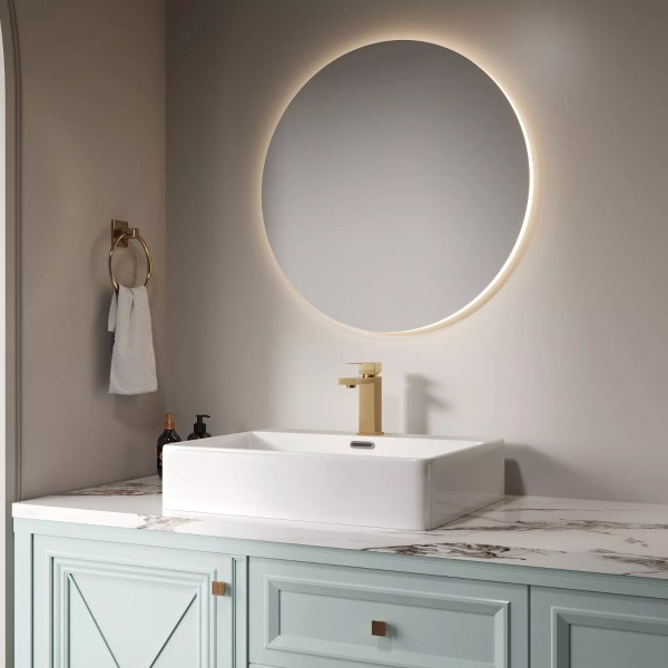 Faucet Bothwa 7.11" Single Handle Bathroom Faucet, Brushed Gold Finish,