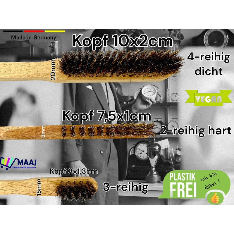 MAAJ® 2x Fine Brass Wire Brush Mini – Made in