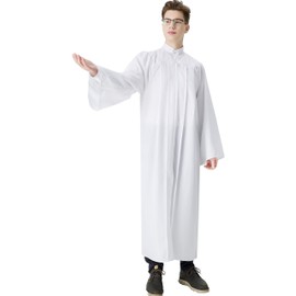 IvyRobes Adults Choir Robe Clergy Confirmation Baptism Robe Church Costume Priest Pastor Preachers White 3XS