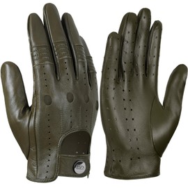 GSG SINCE 1998 Mens Genuine Leather Driving Gloves Unlined Sheepskin Touchscreen Armygreen Large