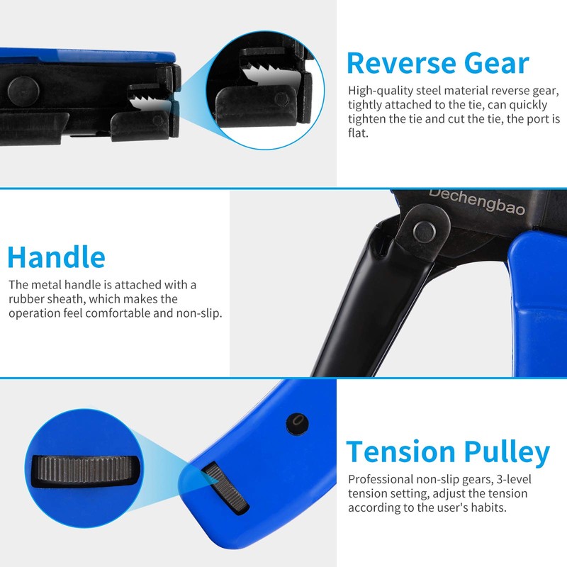 Zip Tie Install Tool ,Powerful Tension with Built-In Flush Cutter,