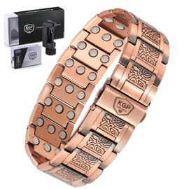 KGP® 3X Strength Vintage Magnetic Copper Bracelet for Men,Mens 99.99% Solid Pure Copper Bracelet with 3800 Gauss Healing Magnets,Adjustable Copper Therapy Jewelry with Gift Box