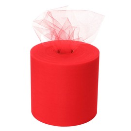 tul de 6 pulgadas x 600 yardas (600 pies) con cinta de tul para decoración de boda, envoltura de regalo (rojo)