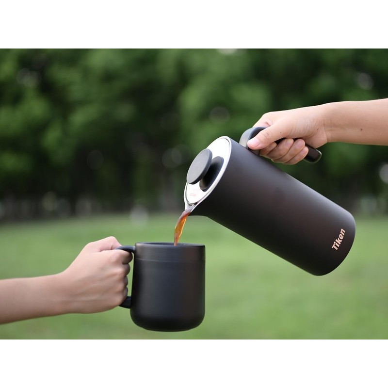 Tiken French Press Coffee Maker Stainless Steel Double-wall Vacuum Insulated