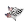 PTDecals 2 Pcs Silver Metal US Flag F1 Racing V8