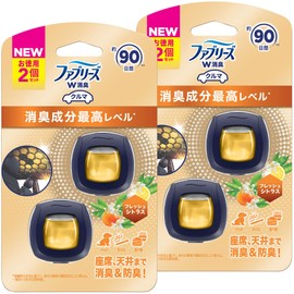 Febreze Deodorizing Air Freshener Easy Clip for Cars, The Highest Level of Deodorizing Ingredients, Fresh Citrus, 0.8 fl oz (2.2 ml) x 4 Packs