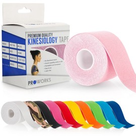 Proworks Proworks Kinesiology Tape | 5m Roll of Elastic Muscle Support Tape for Exercise, Sports & Injury Recovery (Baby Pink)