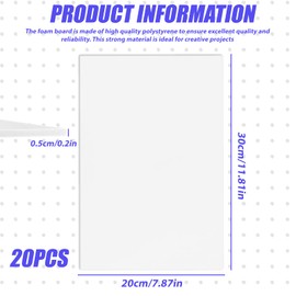 WIYETY Pack of 20 A4 Foam Boards: White Foam Boards, 5 mm Lightweight Foam Board, for DIY, Presentation, Art Exhibitions, Signage Displays, School Office Projects