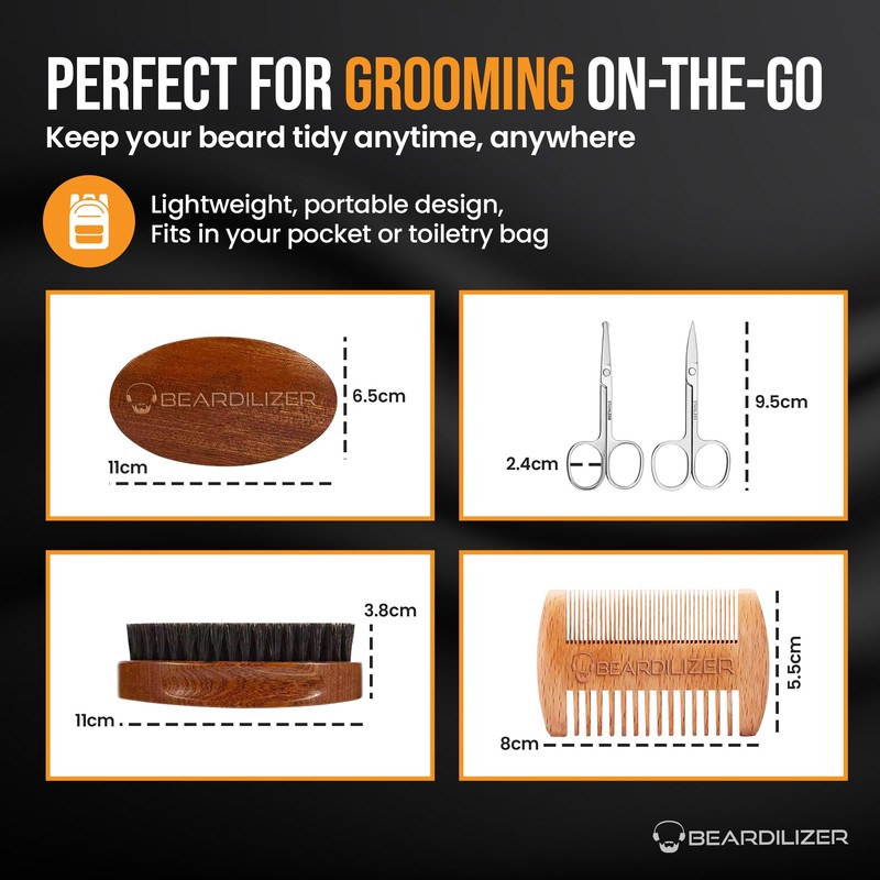Beardilizer Beard Brush Kit, 100% Pure Boar Bristle Brush, Luxury