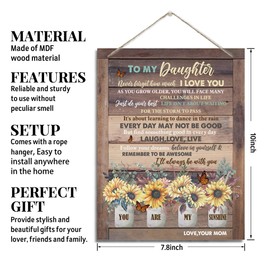 Daughter Gift, Inspirational Wall Decor, Decorative Hanging Wood Signs, Thanksgiving, Christmas, Birthday Gift for Daughter, Daughter Wedding Gift, Floral Wall Decor Gift, You Are My Sunshine Sign