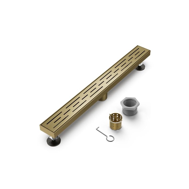Brushed Titanium Gold Shower Drain 24 Inch, 304 Stainless Steel