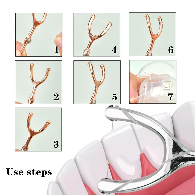 DKJEkdje 2 Set Stainless Steel Dental Floss Kit, 50m/Roll Each