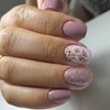 Purple Press on Nails Short Fake Nails with Floral Glitter