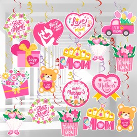 Mother's Day Party Decorations Swirls, 33 Pcs Mothers Day Hanging Decorations Swirls, Mother's Day Hanging Spiral & Mothers Day Ceiling Swirl for Garden, Yard or Home Mothers Day Decorations