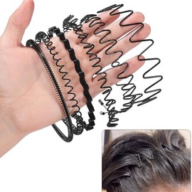 aoozleny 6Pcs Unisex Wavy Headband Metal Hair Hoop Ordinary Headwear Hair Accessories Spring Headband for Men Women's Hair