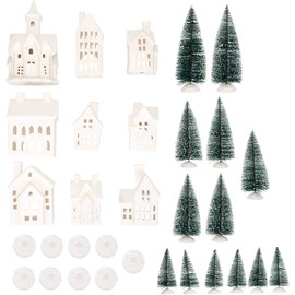 Mark Feldstein & Associates Winter Village LED Tea Light 31 Piece Porcelain Tabletop Christmas Figurine Boxed Set