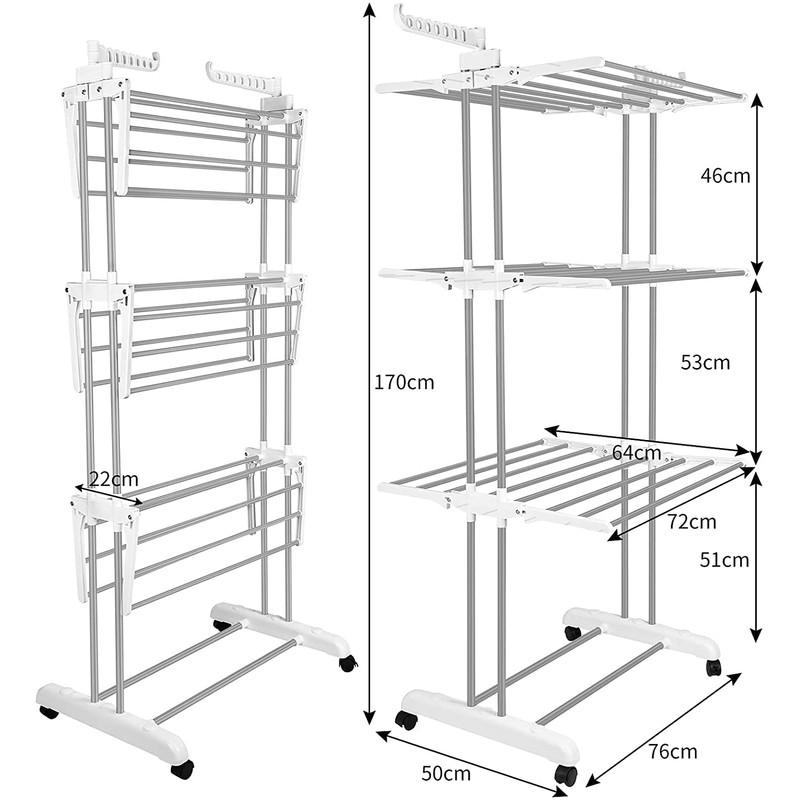 Bigzzia 4 Tier Folding Drying Rack Clothing Clothes Horses Rack