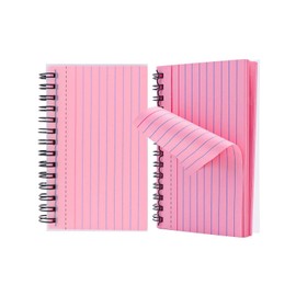 XiowDow 100 Sheets Index Cards Pink Ruled Flash Cards 3 x 5 Inches Note Pads Colored Notepads 50 Sheets Per Pad Spiral Bound for Note Taking Reminders School Office Supplies (Pink)