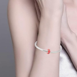NUNUYAYA Women's Charm Bracelet 925 Sterling Silver Shell Coral Lobster Bird Fits Bracelet Necklace Charm Pendant for European Bracelets for Women Girls, Silver, Cubic Zirconia