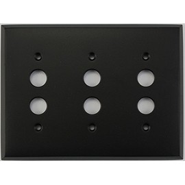 Classic Accents Painted Stamped Steel Switch Plates - (3 Gang Push Button, Black)