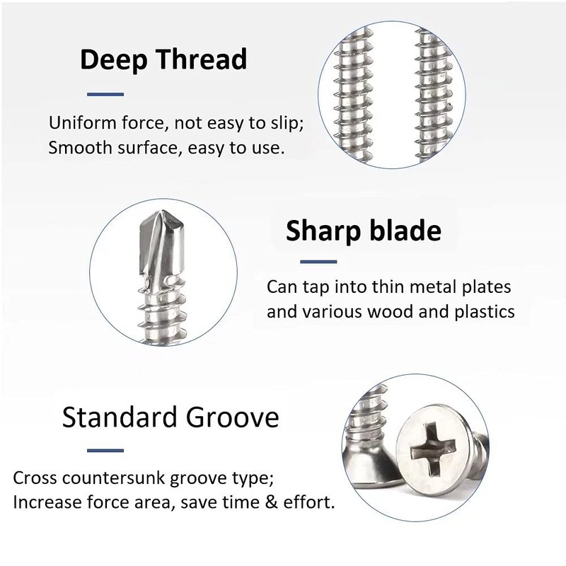 ANSIEDIO M4.8 Self Drilling Screws Countersunk Screws Phillips Screws Countersunk