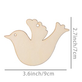 Unfinished The Peace Dove Shape Wooden Tag Hanging Wood Cutout Slices Wooden Tags with Twine for Christmas Thanksgiving Day Holiday Wedding Birthday Party Decoration 20 Pcs