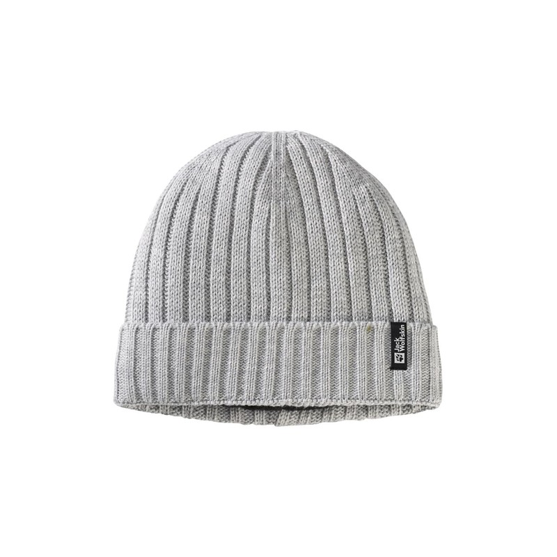 Jack Wolfskin Rib Knit Beanie Hat, Grey Heather, 1-Size