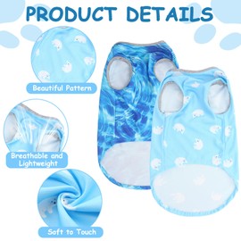 Huhumy 2 Pack Dog Cooling Shirts with 4 Pcs Ice Pack Cooling Vest Quick Dry Vest Dog Cooling Harness Summer Beach Hawaii Jacket Collar for Summer Outdoor Hiking Walking Sun Protection Breathable