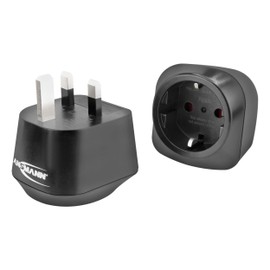ANSMANN Travel Adaptor UK - Schuko Travel Plug EU to England with Protection Class 1 & 2 - Travel Adapter for Travel to Maldives Mauritius Seychelles Singapore Belize Hong Kong Indonesia Ireland