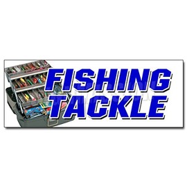 12" Fishing Tackle Decal Sticker Fish rods reels rentals Sale Hooks Boats