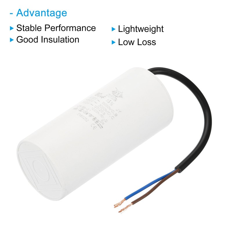 PATIKIL CBB60 80uf Running Capacitor,1Pcs AC 450V 2 Wires 50/60Hz