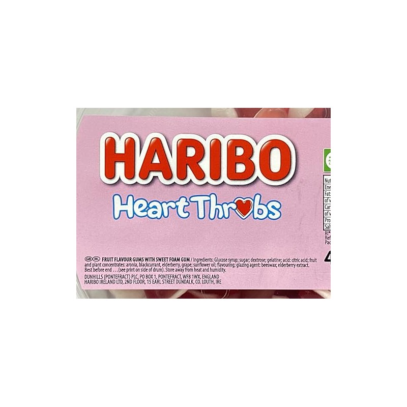 Haribo Heart Throbs 150pcs 480g Tub (Pack of 1
