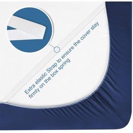 SPRINGSPIRIT Alternates for Bed Skirt Queen, Box Spring Cover Queen Size with Smooth and Elastic Woven Material, Wrinkle & Fading Resistant, Washable, Dustproof, Navy