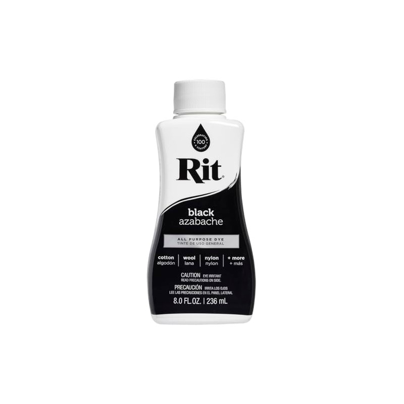 Rit Dye líquido Tela Tinte, 8-Ounce, Negro, Negro, 1 Item,