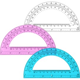 Zonon 3 Pack 6 Inch Plastic Protractor Christian Charity Donation 180 Degrees Pink Blue Clear Protractors for Classroom School Math Teacher Student Office Supplies Christmas Operation Gifts