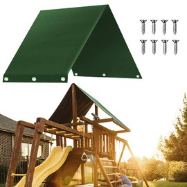 MaiKeEr Playground Swing Replacement Canopy, Outdoor Swing Playset Shade Tarp Replacement, Playground Roof Canopy Sunshade Waterproof Trap Cover for Children Outdoor Sunproof Dark Green, 52x89 in