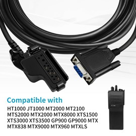 HT1000 Programming Cable RKN4035 for Motorola JT1000 MT2000 MT2100 MTS2000 MTX2000 MTX8000 XTS3000 XTS3500 GP900 GP9000 XTS1500 XTS3000 MTX838 MTX9000 MTX960 Mobile Radi